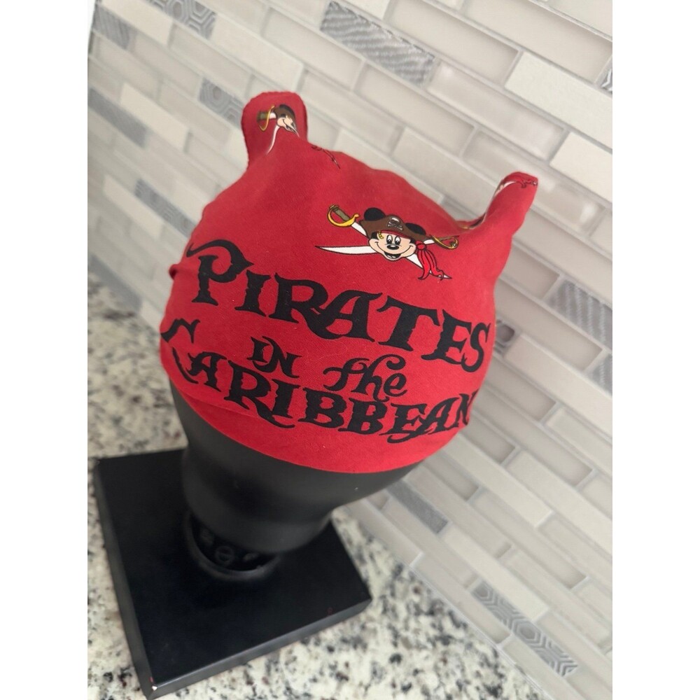 Vintage 90s Walt Disney World Pirates of the Caribbean Bandana Hat Mickey Mouse